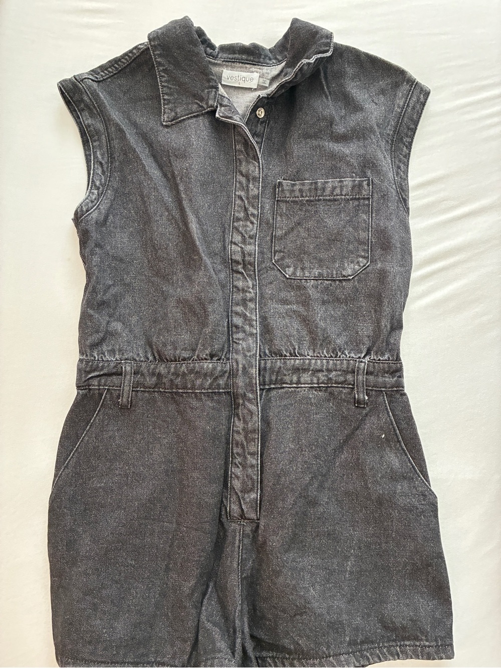 vestique Black Sleeveless Denim Romper